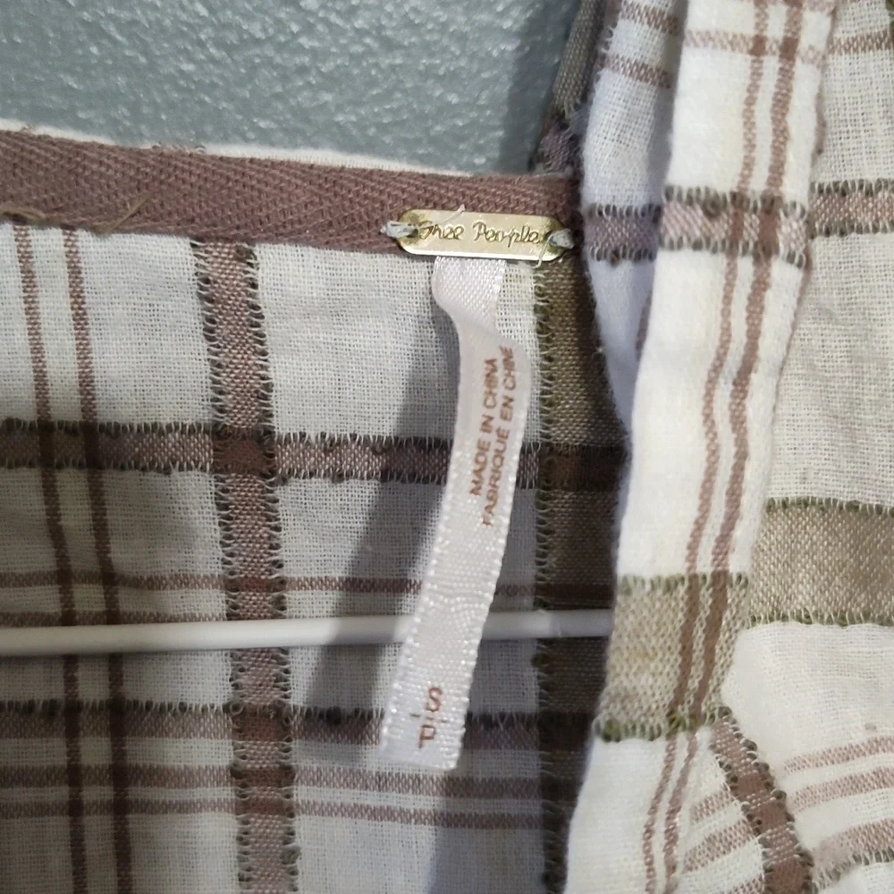 Free People Hooded Plaid Pullover size small - Picture 4 of 8